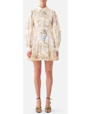 CAMILLA Short Button Front Shirt Dress Midsummer Masterpiece - Natural