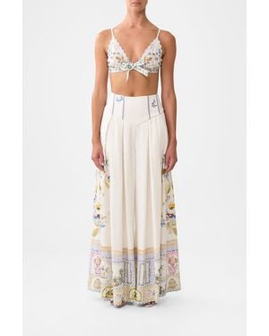 CAMILLA Scalloped Edge Triangle Bralette With Bow Front Botanical Ballads - White