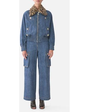 CAMILLA Terry Bomber Jacket With Pocket Details Fiesta, Siesta, Repeat - Blue