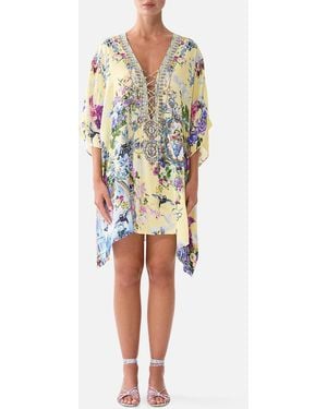 CAMILLA Short Lace Up Kaftan Chinoiserie Child - Yellow