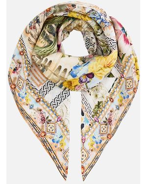 CAMILLA Large Crystalled Silk Square Scarf The Architects Of Alcázar - Metallic