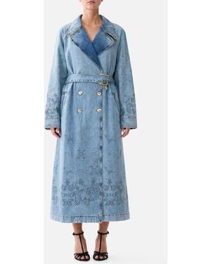 CAMILLA Tucked Shoulder Coat - Blue