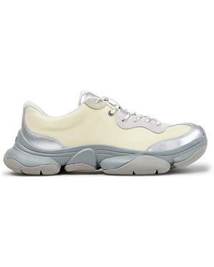 Camper Runner Twins Bicolour Abstract Pattern Calfskin Leather Trainers - White