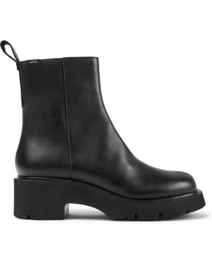 Camper Leather Zip Boots - Black