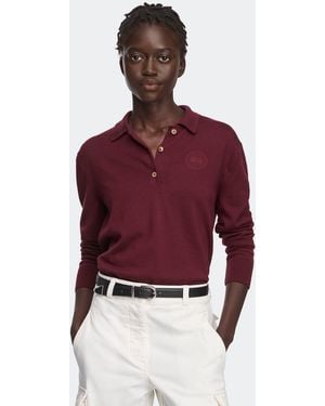 Canada Goose Melrose Langarm-Poloshirt Aus Strick - Rot