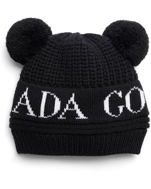 Canada Goose Cappello Con Doppio Pon Pon Da Neonato - Nero