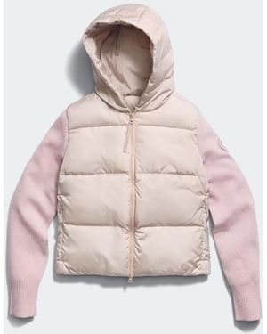 Canada Goose Hybridge Wide Quilt Knit Hoodie Tonal Disc - Pink