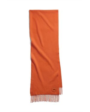 Canada Goose Wool Cashmere Blend Fringe Scarf - Orange
