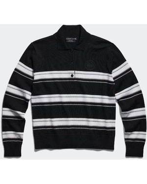 Canada Goose Melrose Striped Knit Long Sleeve Polo - Black
