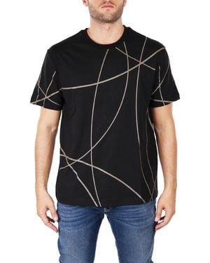 Les Hommes T-Shirt Con Stampa - Nero