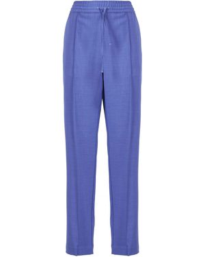 SOLOTRE Pantalone Glicine Con Pieghe Ricamate - Blu