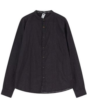 Imperial Camicia Collo Coreano Maniche Lunghe - Blu