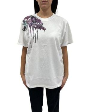 Alberta Ferretti T-Shirt Bianca Con Stampa - Grigio