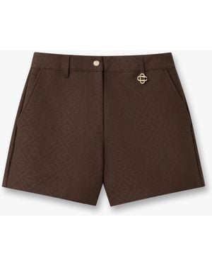 Casablanca Paris Cotton Monogram Shorts, Size By - Brown