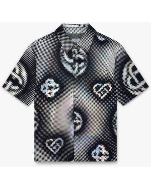 Casablanca Paris Chemise À Manches Courtes En Denim À Monogramme Nacré - Grey