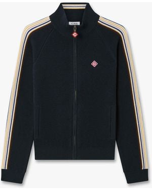 Casablanca Paris Café Culture Wool Track Jacket, By - Blue