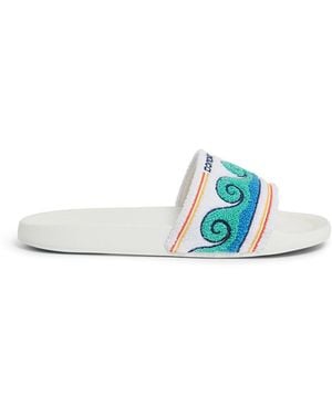 Casablanca Paris Greco Wave Terry Slider, Size By - Blue