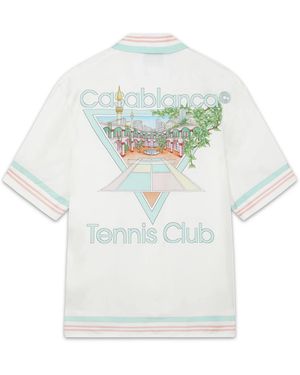 Casablanca Paris Chemise À Manches Courtes En Soie Tennis Club Icon - Grey