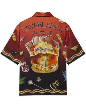 Casablanca Paris Casa Club Sunset Silk Shirt, By - Red