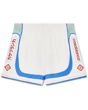 Casablanca Paris Fuji Dream Silk Shorts, Size By - Blue