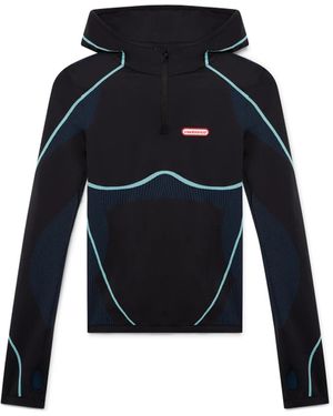 Casablanca Paris Seamless Hooded Long Sleeve Top, By - Blue