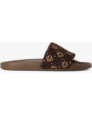 Casablanca Paris Monogram Pool Slides, Size By - White