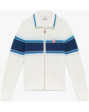 Casablanca Paris Veste De Survêtement En Mesh À Rayures Blanches Et Bleues - Blue