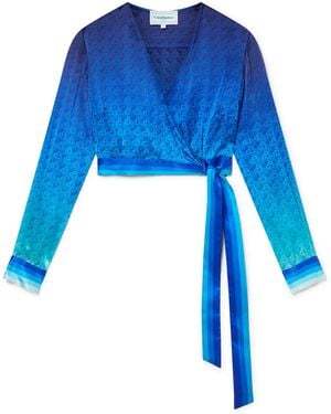 Casablanca Paris The Night View Wrap Blouse, Size By - Blue