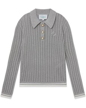 Casablanca Paris Long Sleeve Polo Shirt, By - Gray