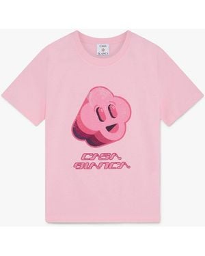 Casablanca Paris Embellished Cc Smile Fitted Short Sleeve T-Shirt, By - Pink