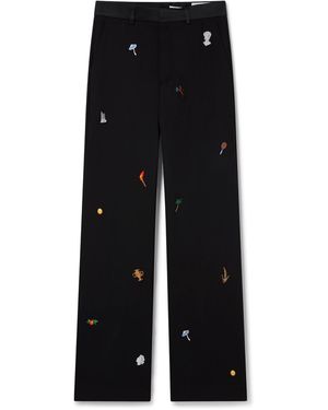 Casablanca Paris Pantalon De Tailleur En Laine À Motif Brodé - Black