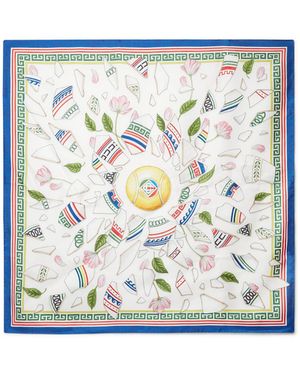 Casablanca Paris Le Vase Brise Large Silk Scarf By - Blue