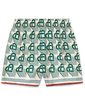 Casablanca Paris Heart Monogram Silk Shorts - Green