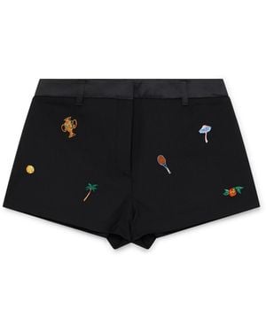 Casablanca Paris Short De Tailleur En Laine À Motif Brodé - Black