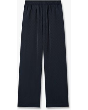 Casablanca Paris Dark Monogram Silk Trousers, By - Blue