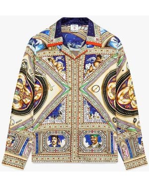 Casablanca Paris Chemise En Soie À Manches Longues Et Col Cubain Take Me To Church - Multicolour