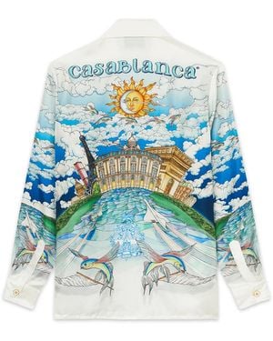 Casablanca Paris Le Vol Ideal Long Sleeve Silk Shirt, By - White