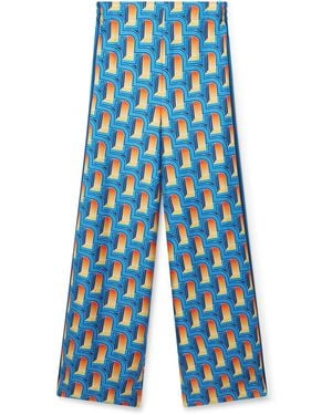Casablanca Paris L'Arche De Nuit Silk Wide Leg Pants, Size By - Blue