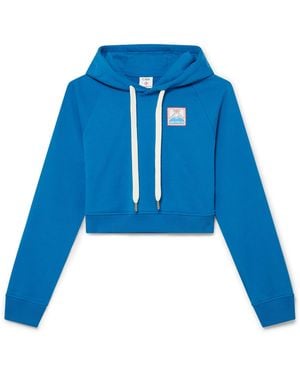 Casablanca Paris Casa Mount Fuji Cropped Hooded Sweatshirt, By - Blue