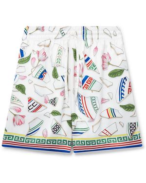 Casablanca Paris Short En Soie Le Vase Brise - White