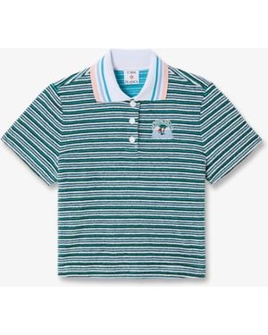 Casablanca Paris Striped Towelling Short Sleeve Polo Shirt, By - Blue