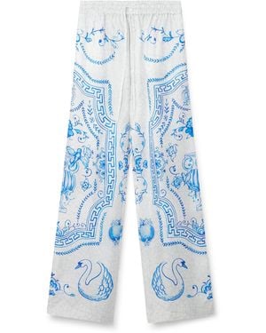 Casablanca Paris Plat A Dessert Silk Pants, By - Blue