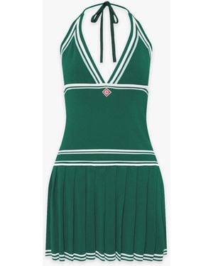 Casablanca Paris Pleated Halter Mini Dress, By - Green