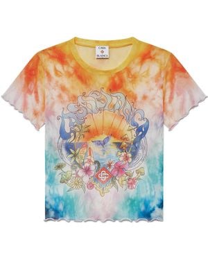 Casablanca Paris Surf Trip Tie Dye Mesh Short Sleeve T-Shirt, By - Multicolor