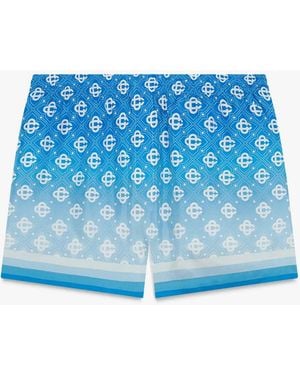 Casablanca Paris Gradient Silk Shorts, By - Blue