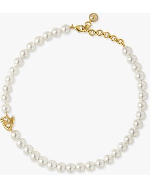Casablanca Paris Lotus Pearl Necklace By - White