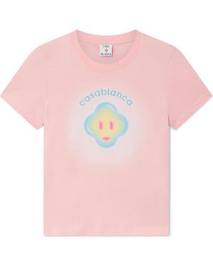 Casablanca Paris Airbrush Smiley Fitted Short Sleeve T-Shirt, By - Pink