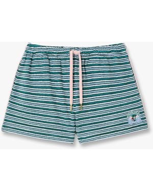 Casablanca Paris Striped Towelling Shorts, By - Blue