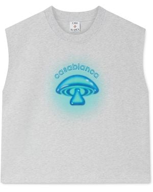 Casablanca Paris T-Shirt Sans Manches Airbrush Mushroom - Blue