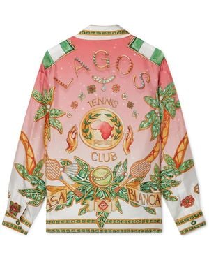 Casablanca Paris Lagos Tennis Club Long Sleeve Silk Shirt, By - Multicolour